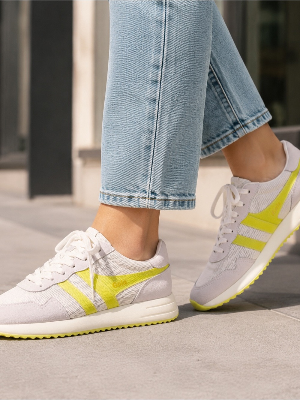 Gola Vancouver Mesh Off White Citron Yellow Sneakers Women’s 
Size 10